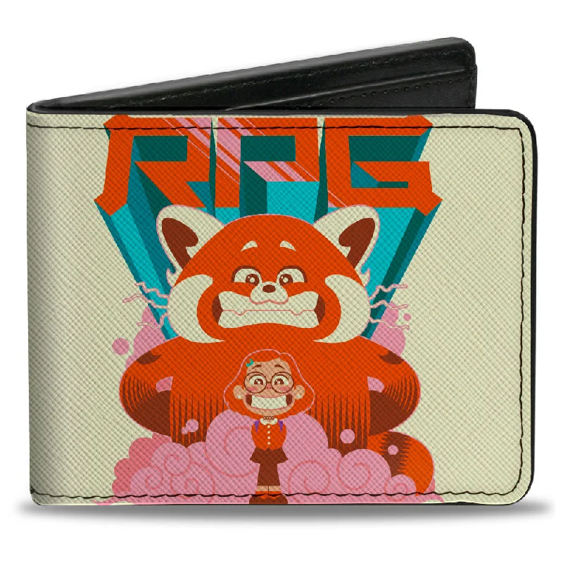 Bi-Fold Wallet - Turning Red Mei Lee and Red Panda Mei RPG Pose Cream Blues Orange Pink