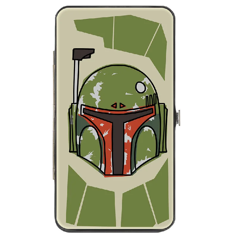 Hinged Wallet - Star Wars Boba Fett Helmet + Utility Elements Bounding Greens