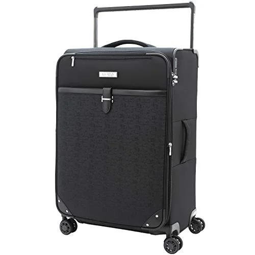 M&A Encore Wide Trolley Spinner Luggage with TSA Lock, Black, Carry-On 20-Inch