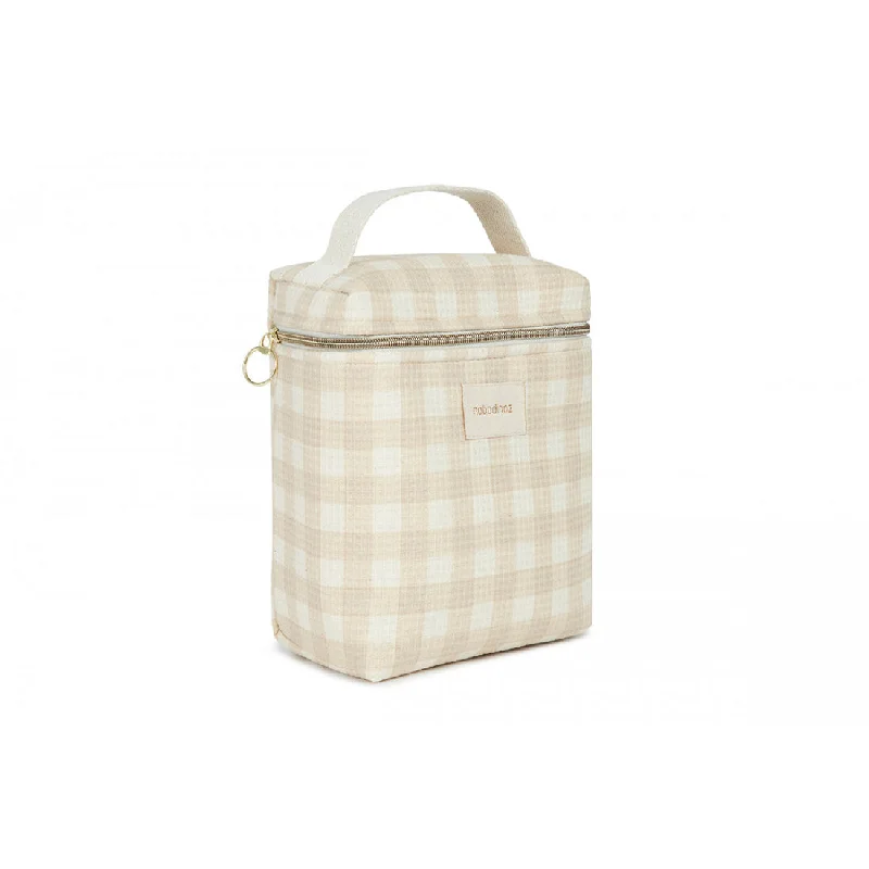 nobodinoz Concerto Insulated Baby Bottle and Lunch Bag 18x23x10 Ivory Checks