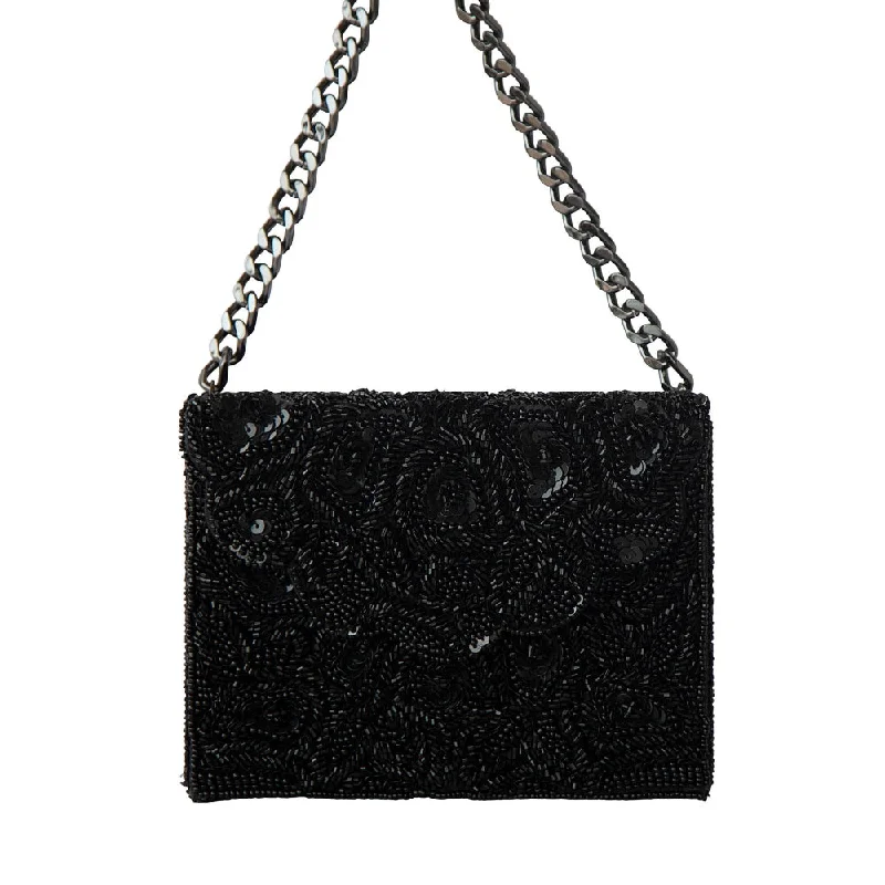 Adora By Ankita Black Scallop Cut Dana Clutch Bag