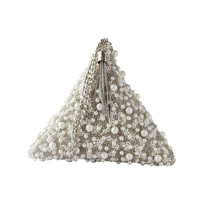 Adora By Ankita Silver Pearl Triangle Bag