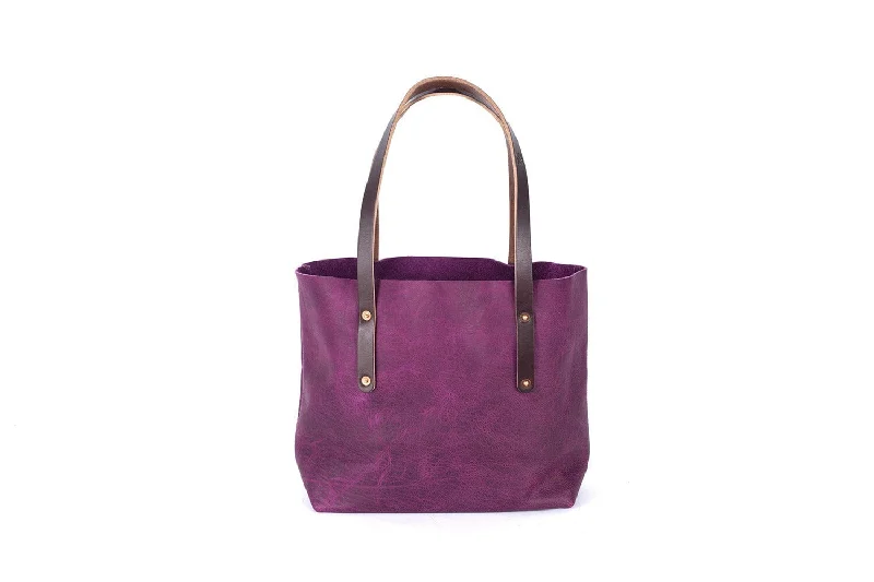 AVERY LEATHER TOTE BAG - MEDIUM - GRAPE BISON - IN STOCK