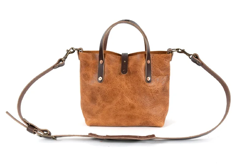 AVERY LEATHER TOTE BAG - MINI CROSSBODY - PEANUT BISON - IN STOCK