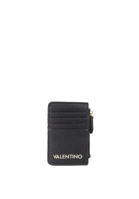 Valentino Brixton Pebbled Card Holder, Black