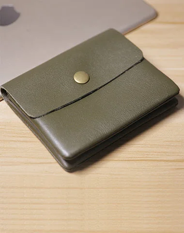 Cute Women Green Leather Mini Zip Coin Wallets Change Wallets Slim Billfold Wallet For Women