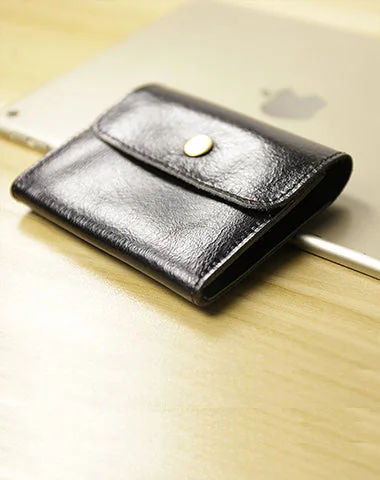 Cute Women Leather Mini Zip Coin Wallet Black Change Wallets Slim Billfold Wallet For Women