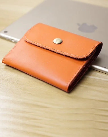 Cute Women Leather Mini Zip Coin Wallet Orange Change Wallets Slim Billfold Wallet For Women