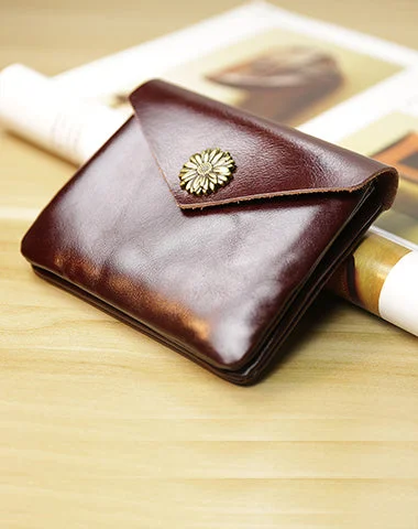 Cute Women Sunflower Coffee Leather Mini Billfold Wallet Coin Wallets Slim Change Wallets For Women