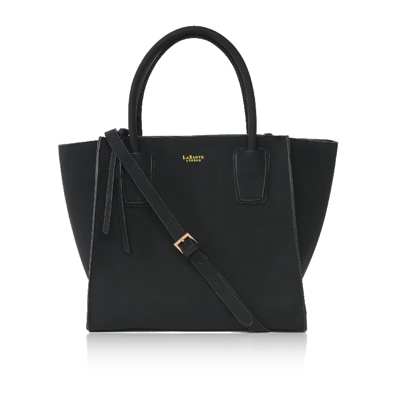 Black - Demi Winged Faux Leather Tote Bag