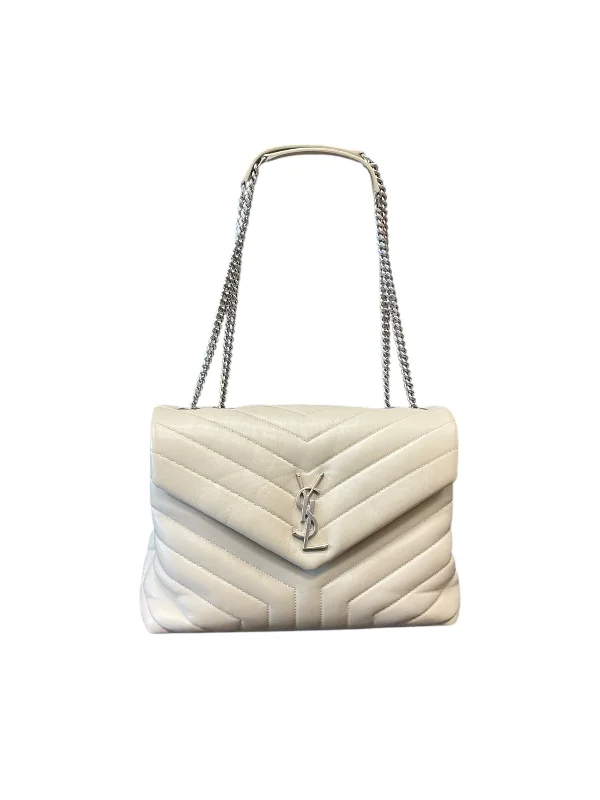 Handbag Luxury Designer By Yves Saint Laurent In Cream, Size:Large