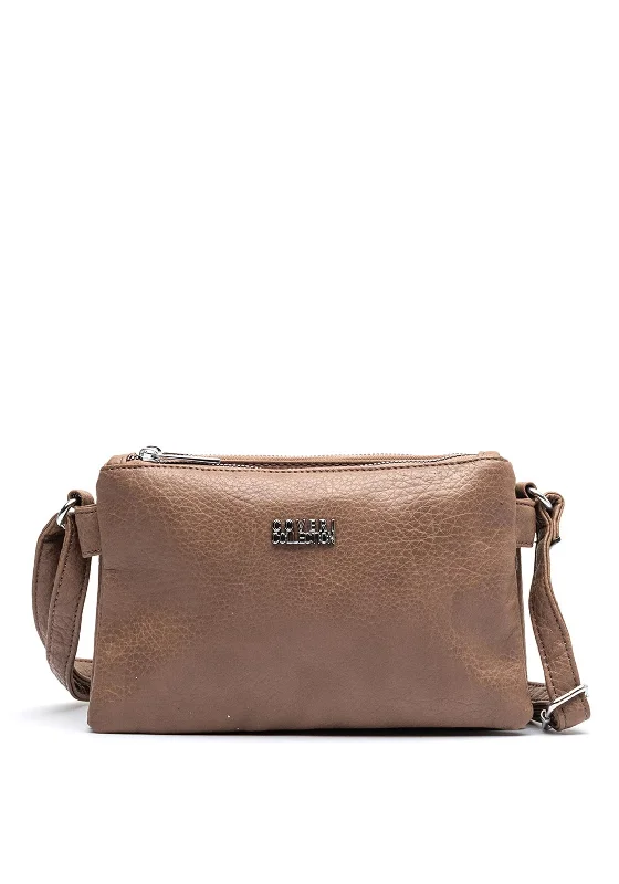 Zen Collection Triple Compartment Crossbody Bag, Taupe