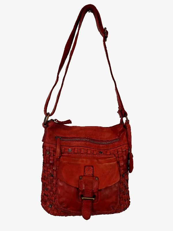 Harbour 2nd Burgundy Woven Retro Crossbody Bag