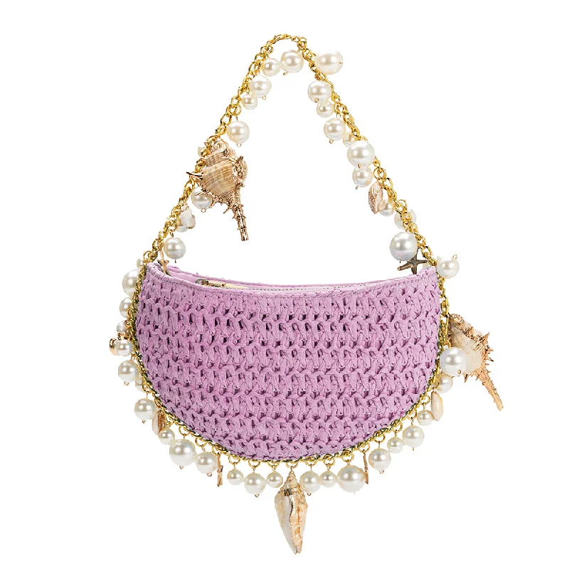 Isla Lavender Small Straw Top Handle Bag - FINAL SALE