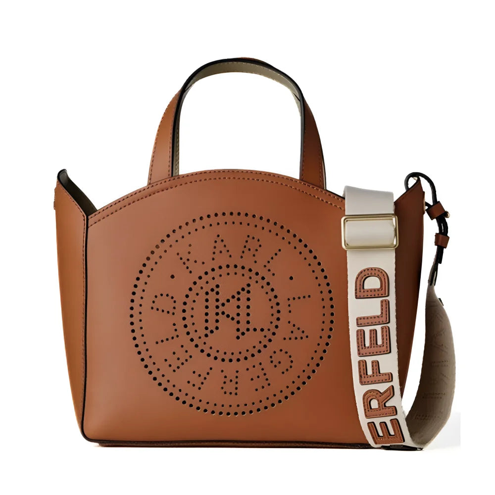 Karl Lagerfeld Paris Circle SM Tote Perforated Handbag 231W3052-TAN