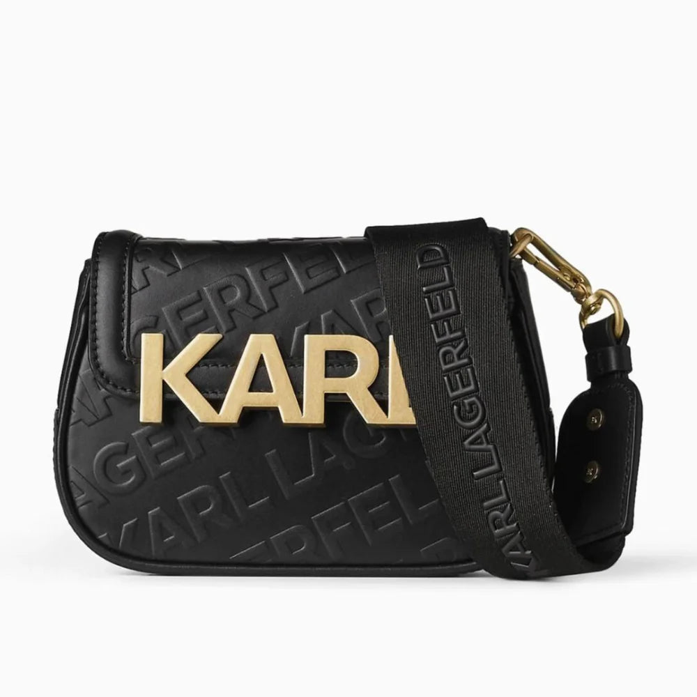 Karl Lagerfeld Paris Letters Embossed Crossbody 231W3037-BLK