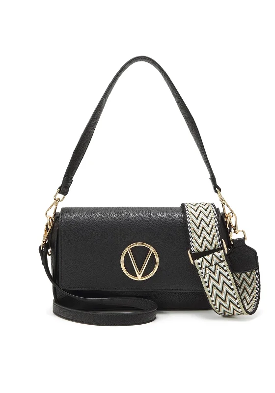 Valentino Katong Pebbled Leather Crossbody Bag, Black