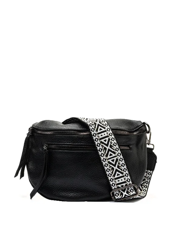 Zen Collection Patterned Strap Crossbody Bag, Black