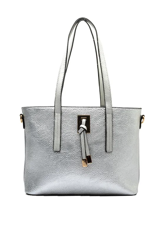 Zen Collection Medium Metallic Tote Bag, Silver