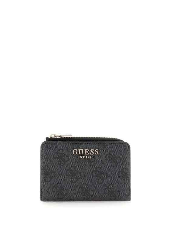 Guess Laurel SLG Small Logo Print Wallet, Charcoal