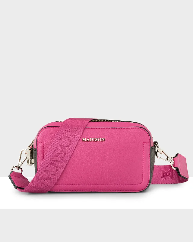 Maddie Double Zip Camera Crossbody Bag + Monogram Bag Strap