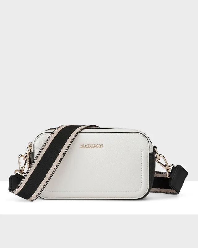 Maddie Double Zip Camera Crossbody Bag + Stripe Bag Strap