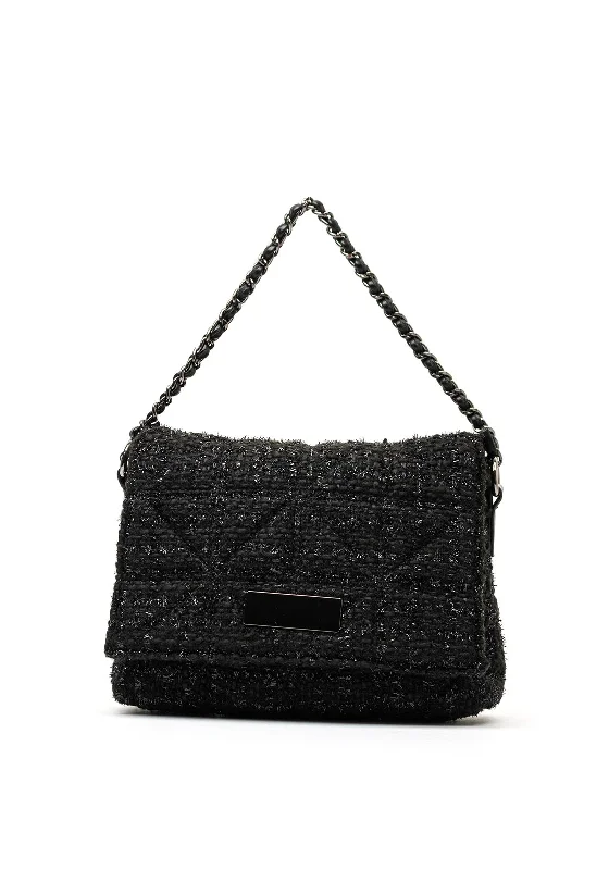 Menbur Chain Strap Glittery Shoulder Bag, Black