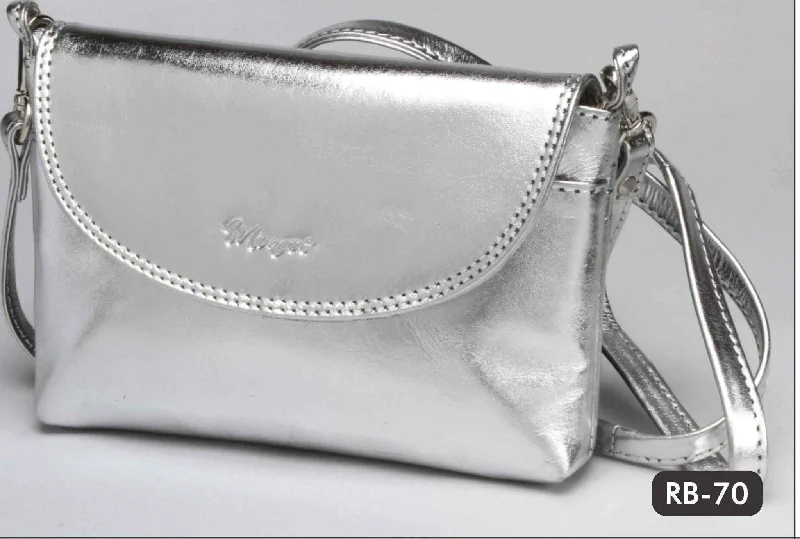 Monroe Ladies Leather Party Sling Bag | Metallic Silver