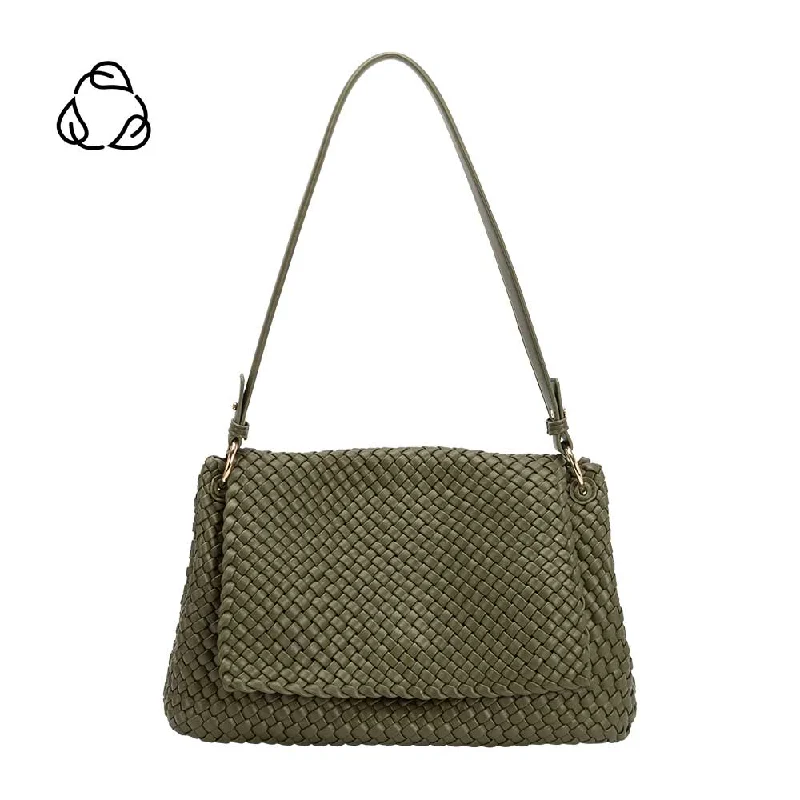 Natalia Olive Woven Recycled Vegan Shoulder Bag