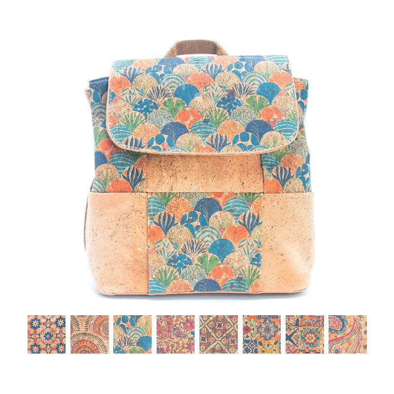 Natural Cork and summer Pattern Women's Backpack BAGF-024