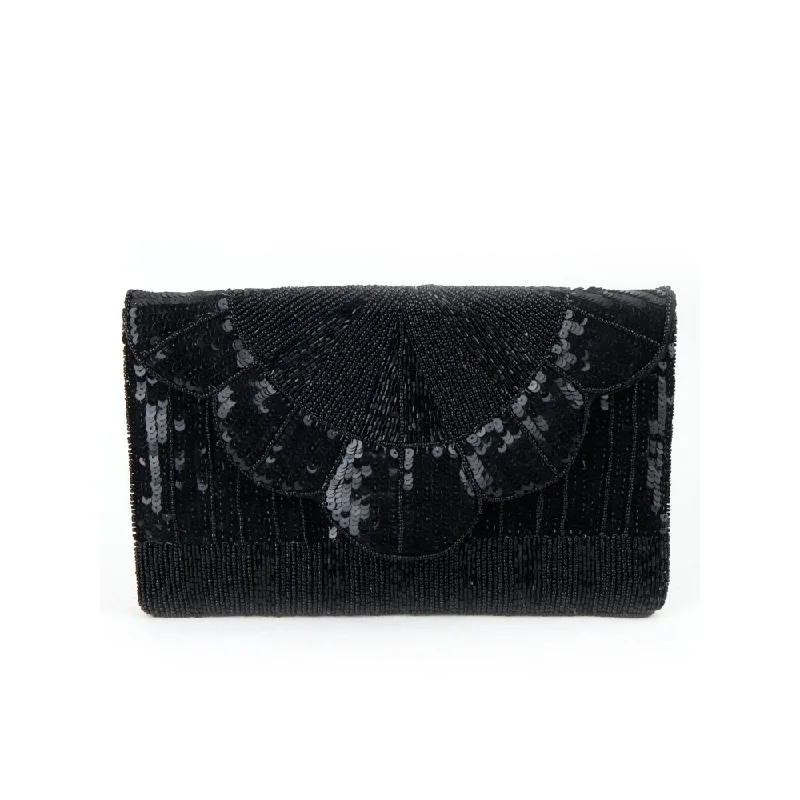 Odette Black Embellished Clutch