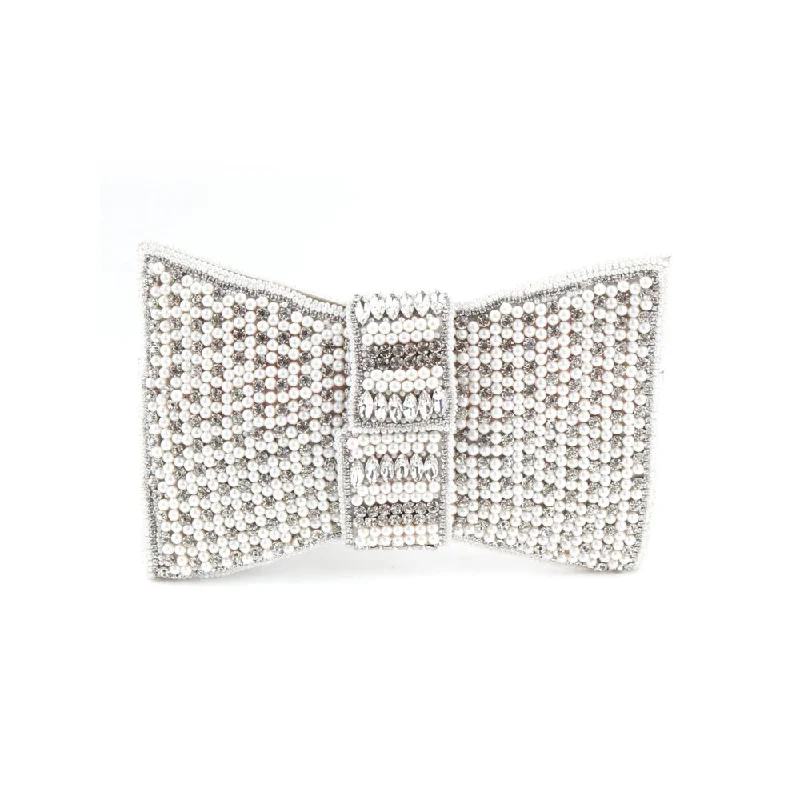 Odette White Embellished Clutch