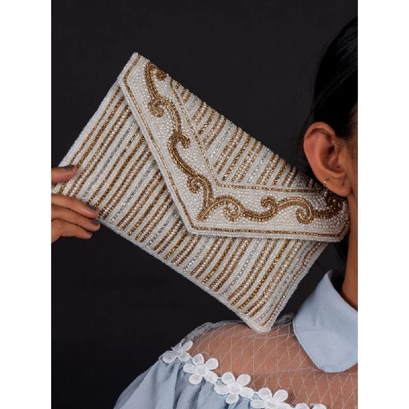 Odette White Graceful Envelope Clutch