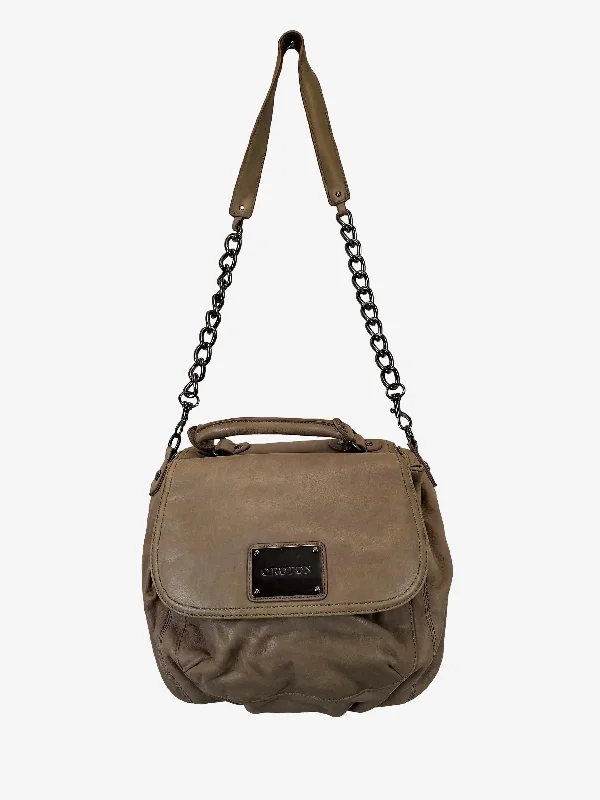 Oroton Taupe Top Handle Soft Crossbody Bag