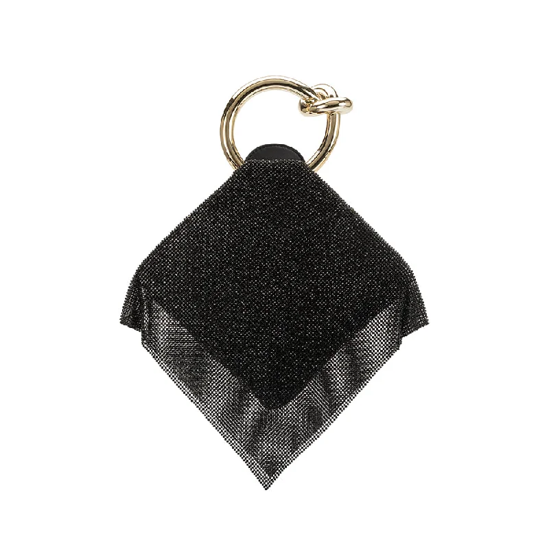 Raven Black Crystal Mesh Top Handle Bag