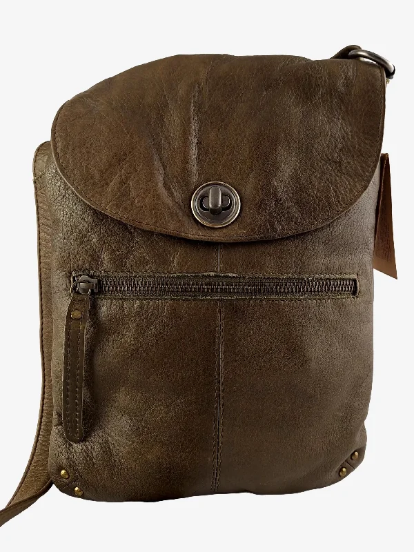 Rugged Hide Essential Olive Crossbody Satchel Bag