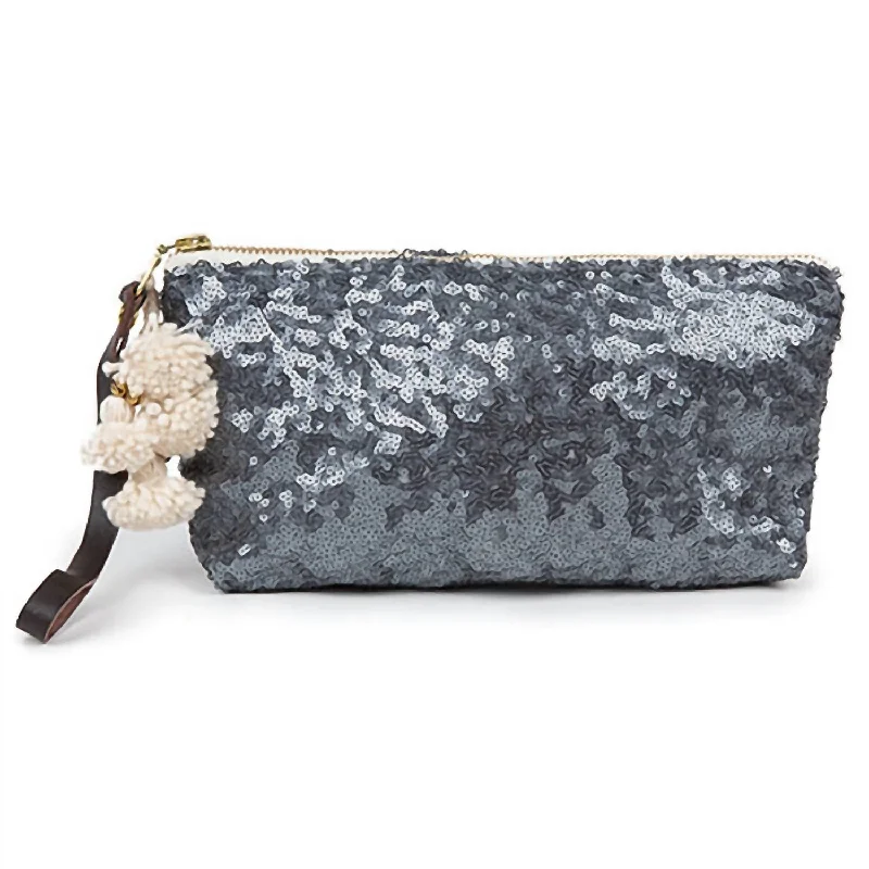 Sequin Wristlet Silver