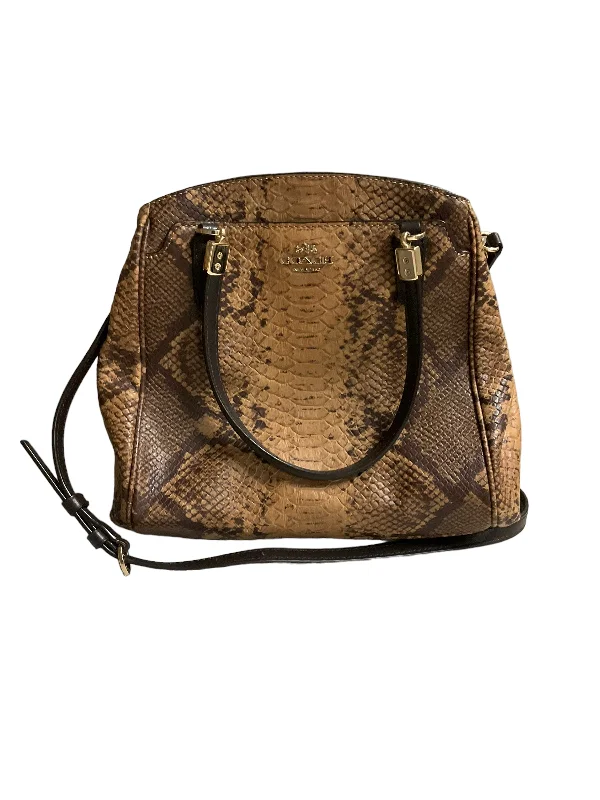 Snakeskin Print Handbag Designer Coach, Size Medium