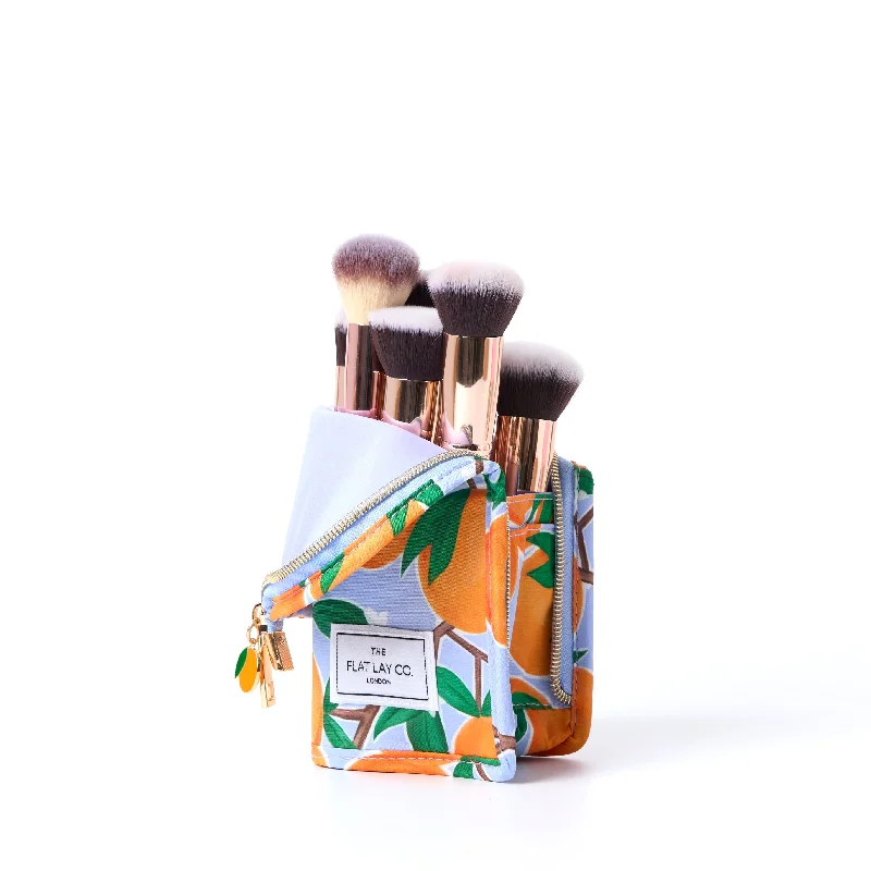 Standing Makeup Brush Case - Mediterranean Oranges