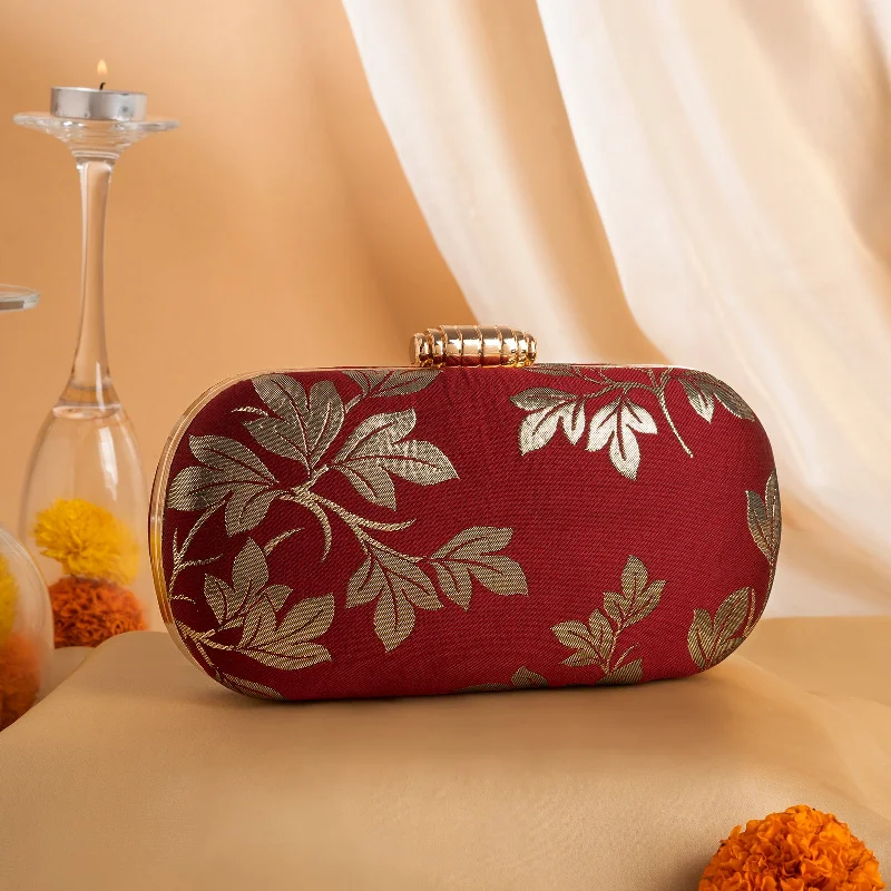 Teejh Mishani Leaf Brocade Clutch