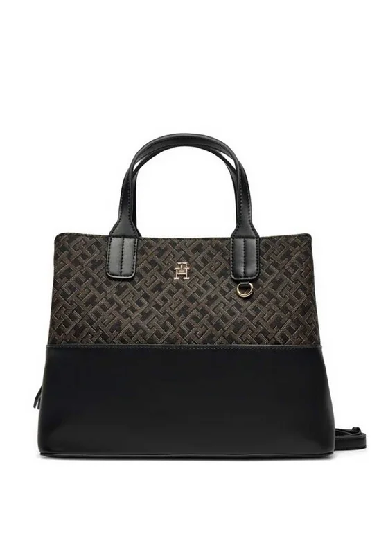 Tommy Hilfiger Jacquard Satchel Bag, Black