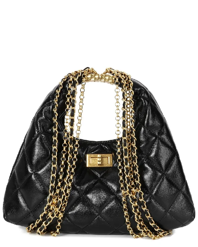 Tiffany & Fred Paris Quilted High-Gloss Leather Hobo Bag