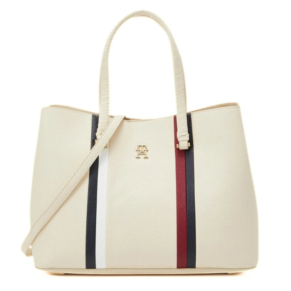 Tommy Hilfiger Emblem Satchel Handbag Women - OFFWHT