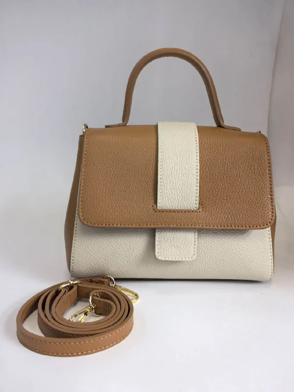 TWO TONE LEATHER HANDBAG