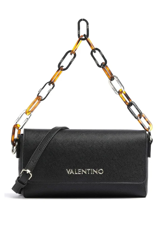 Valentino Bercy Folded Faux Leather Shoulder Bag, Black