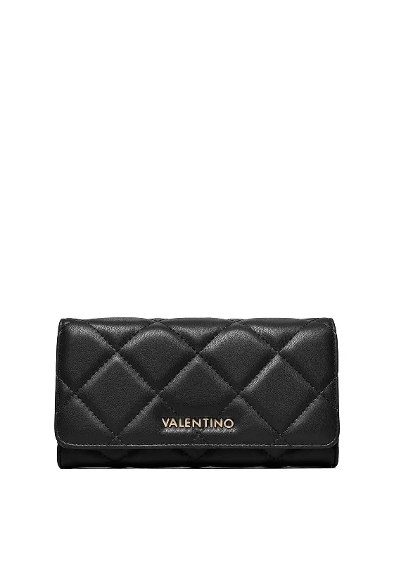 Valentino Ocarina Quilted Flapover Wallet, Black