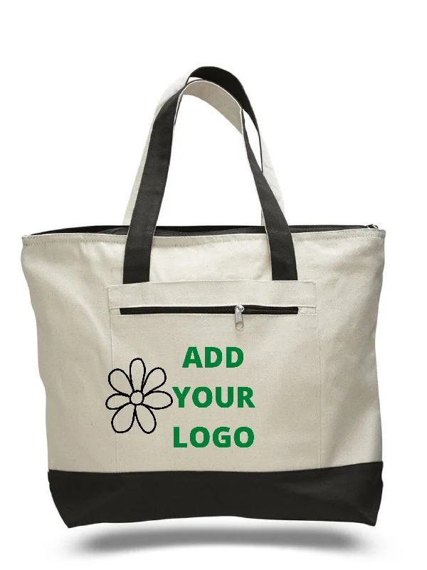 Stay Stylish And Organized With This Trendy Custom Zip-Up Tote Bag!