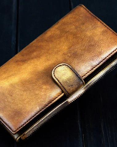 Vintage Cool mens long leather wallet men vintage long wallet for men