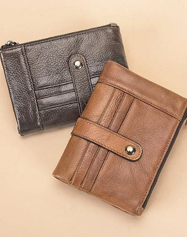 Brown Leather Billfold Wallet for Men Bifold Wallet Brown Leather Small Wallet For Men